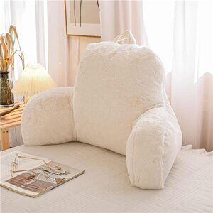 Faux Fur Reading Pillow Bed Wedge Large Adult Children Backrest with Arms Back